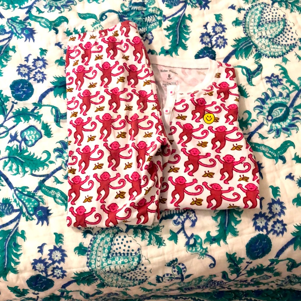 Brand:Roller rabbit. Size: 8, pattern:pink monkey